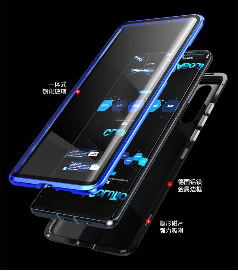 Для huawei P30 lite чехол 360 Магнитная Адсорбция передняя+ задняя Двусторонняя 9H чехол из закаленного стекла для huawei P30 Pro
