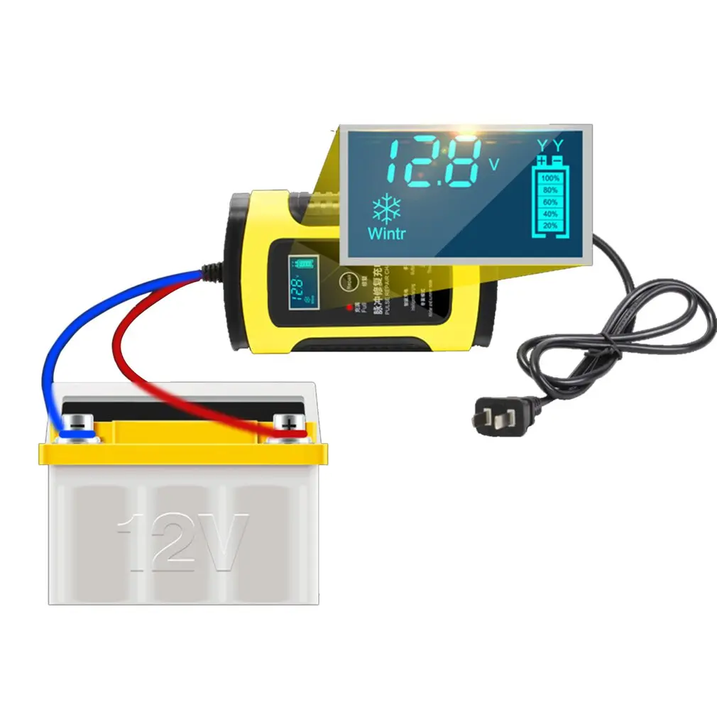 12V6A мотоциклетная батарея, полностью интеллектуальное общее обслуживание, свинцово-Кислотное зарядное устройство, аксессуары для аккумуляторов