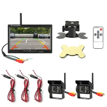 

7" Car LCD Monitor + Waterproof 18 IR Vehicle Rear View Kit Reversing Parking Ba Good New