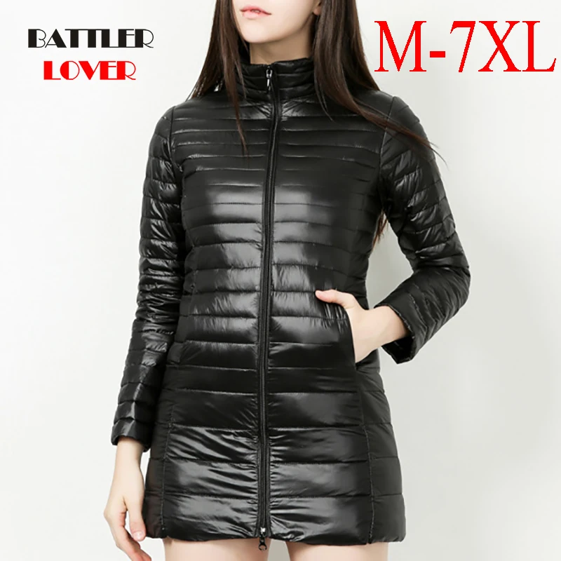 90% White Duck Down Jacket Women Winter New Fashion Waterproof Light Warm Soft Solid Color Long Coat Plus Size M-7XL Slim Parkas
