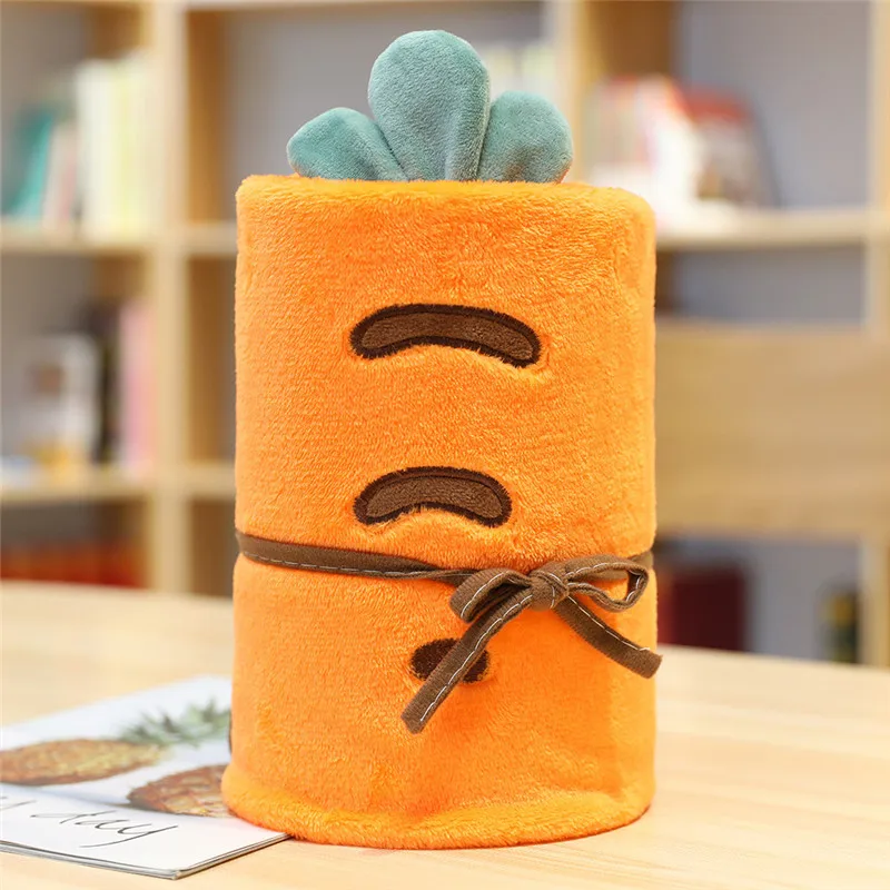 Креативное портативное фланелевое одеяло 2 в 1 мультяшная собака Единорог морковь спальное одеяло мягкое аниме диван-кровать одеяло для путешествия на самолете - Цвет: Оранжевый