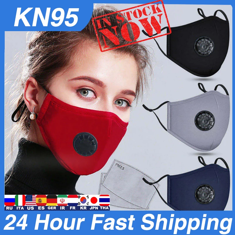 

Fashion Mask Unisex Cotton Breath Valve PM2.5 Mouth Mask Anti-Dust Anti Pollution Mask Cloth Activated carbon filter respira