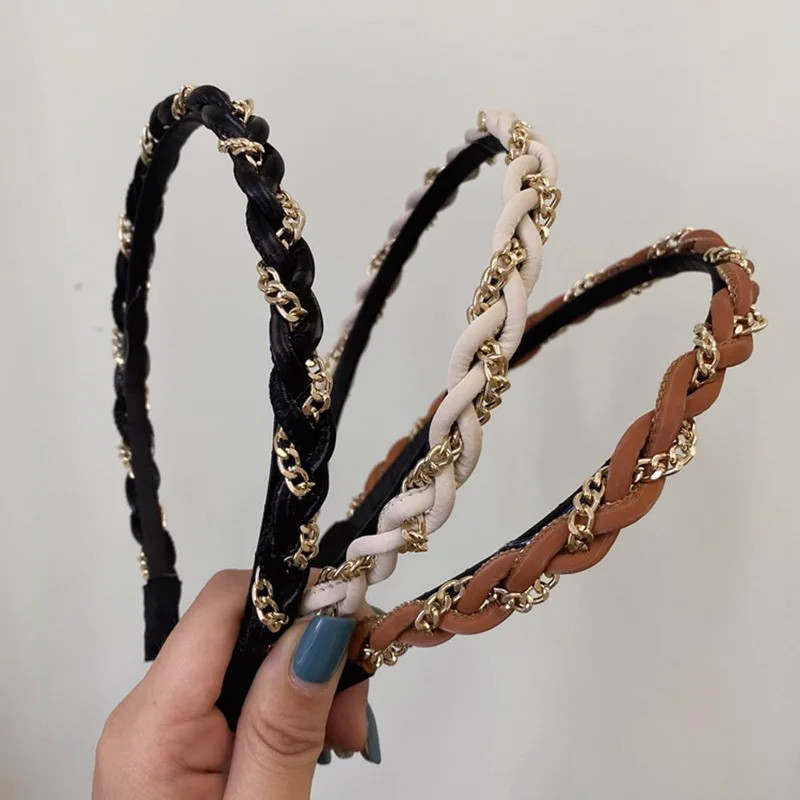 Новинка 2020 металлическая полиуретановая цепочка плетеная повязка на голову