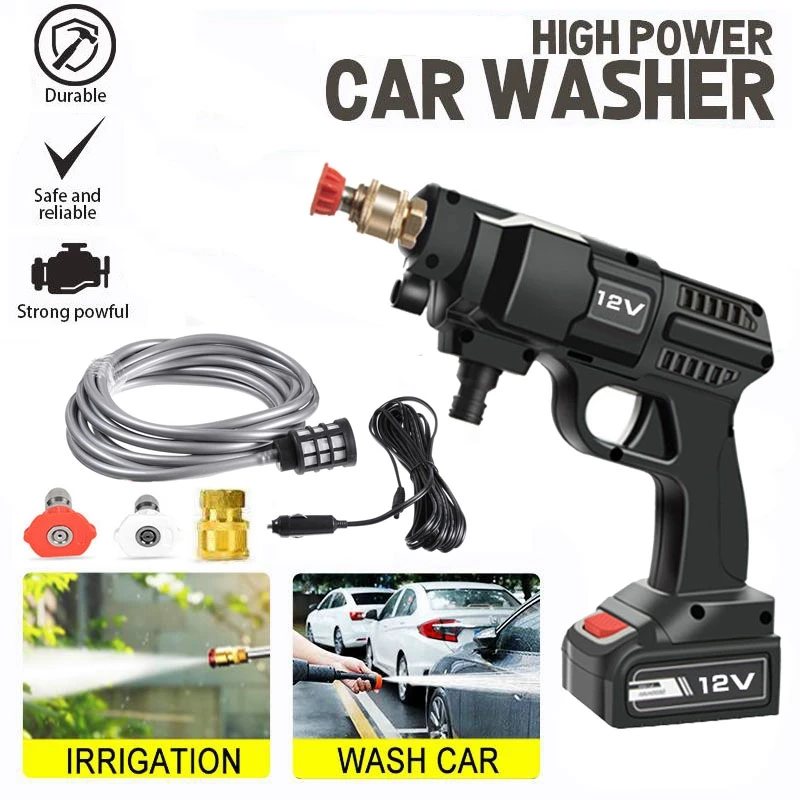 High Pressure Car Wash Water Gun 120w Handheld Auto Washer Spray Jet With Nozzle Hose Water