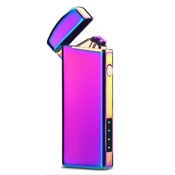 

Electronic USB Lighter Dual Arc Cigarette Lighter Metal Power Display Rechargeable Windproof Flameless Cigar Lighter 10pcs/lot