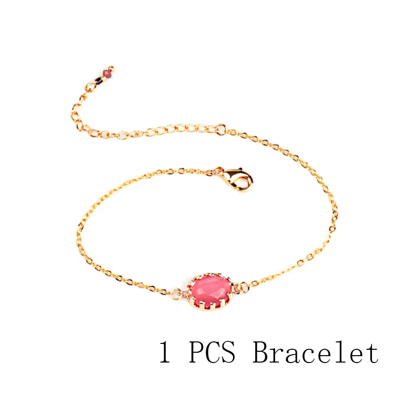 Kinel роскошные свадебные украшения Набор Мода золото розовый опал кулон ожерелье и серьги браслет для женщин ювелирные изделия в стиле "Бохо" - Окраска металла: 1 pcs Bracelet