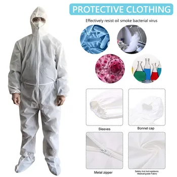 

1PC Disposable Protective Clothing Anti-Dust Isolation Uniforms Non-Porous Anti-Viruses protection suit Dust-proof work clothing