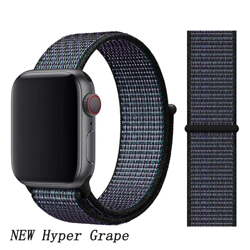 Ремешок для apple watch 5 4 ремешок 44 мм 40 мм Correa 42 мм 38 мм iwatch 5 4 3 2 нейлоновый браслет pulseira ремешок для часов - Цвет ремешка: NEW Hyper Grape