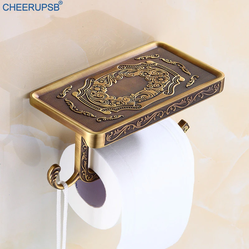 Details about   Bathroom Hardware Paper Mobile Phone Holder Space Aluminum Antique Roll Holders` 