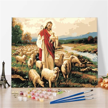 

Good Shepherd Paintings By Numbers DIY Pictures Oil Coloring By Numbers Linen Drawing By Numbers Canvas Decor New Arrivals