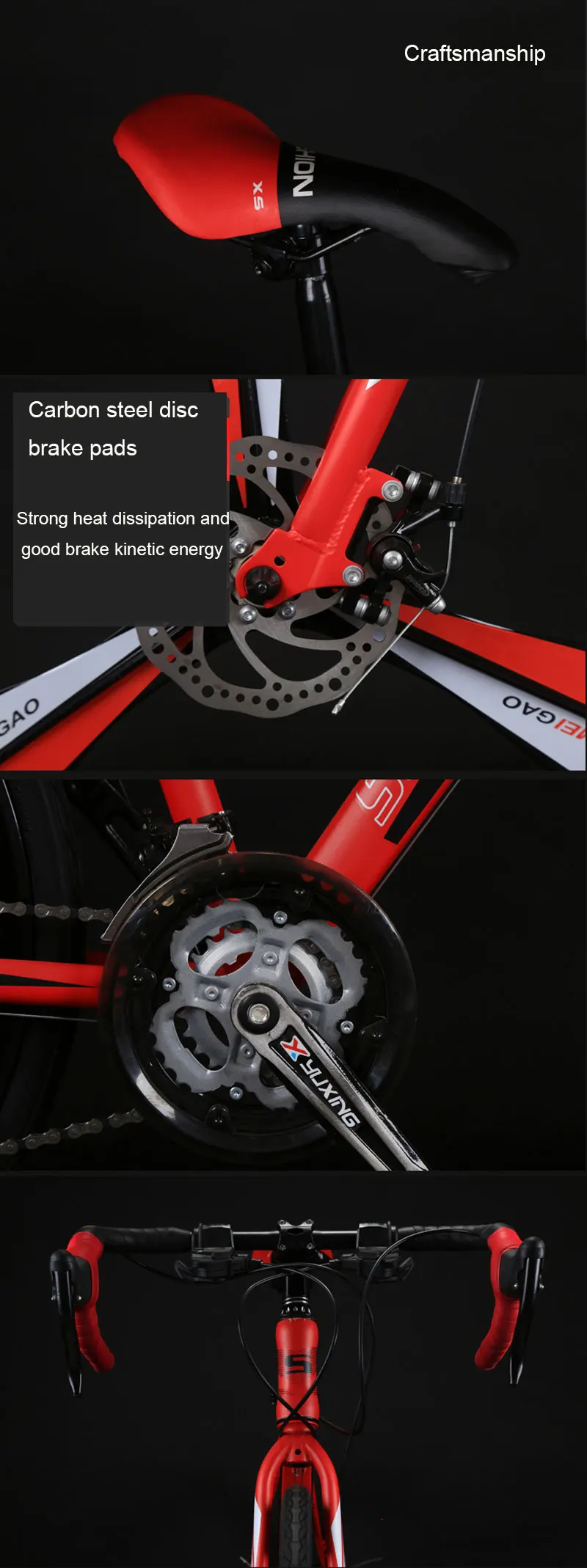 Road Bike 27 Speed Double Disc Brakes for Student Men Women Adult Bicycle