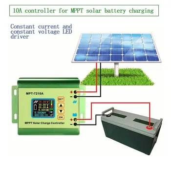 

MPPT Solar Controller Aluminum Alloy LCD Display Constant Current Constant Voltage LED Drive Lithium Battery Controller^^