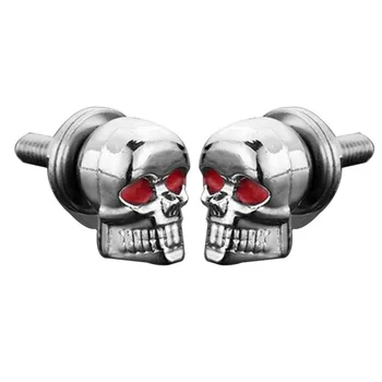 

High Quality A Pair/Set Motorcycle Car Accessories Skull Decoration License Plate Frame Bolts Screw Fastener For Motorcycle