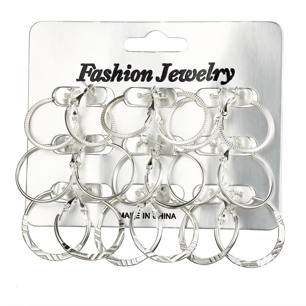 Jouval 9 пар/лот большой круг из нержавеющей стали набор серег-колец для женщин золотые серебряные круглые обручи Brincos женские модные ювелирные изделия
