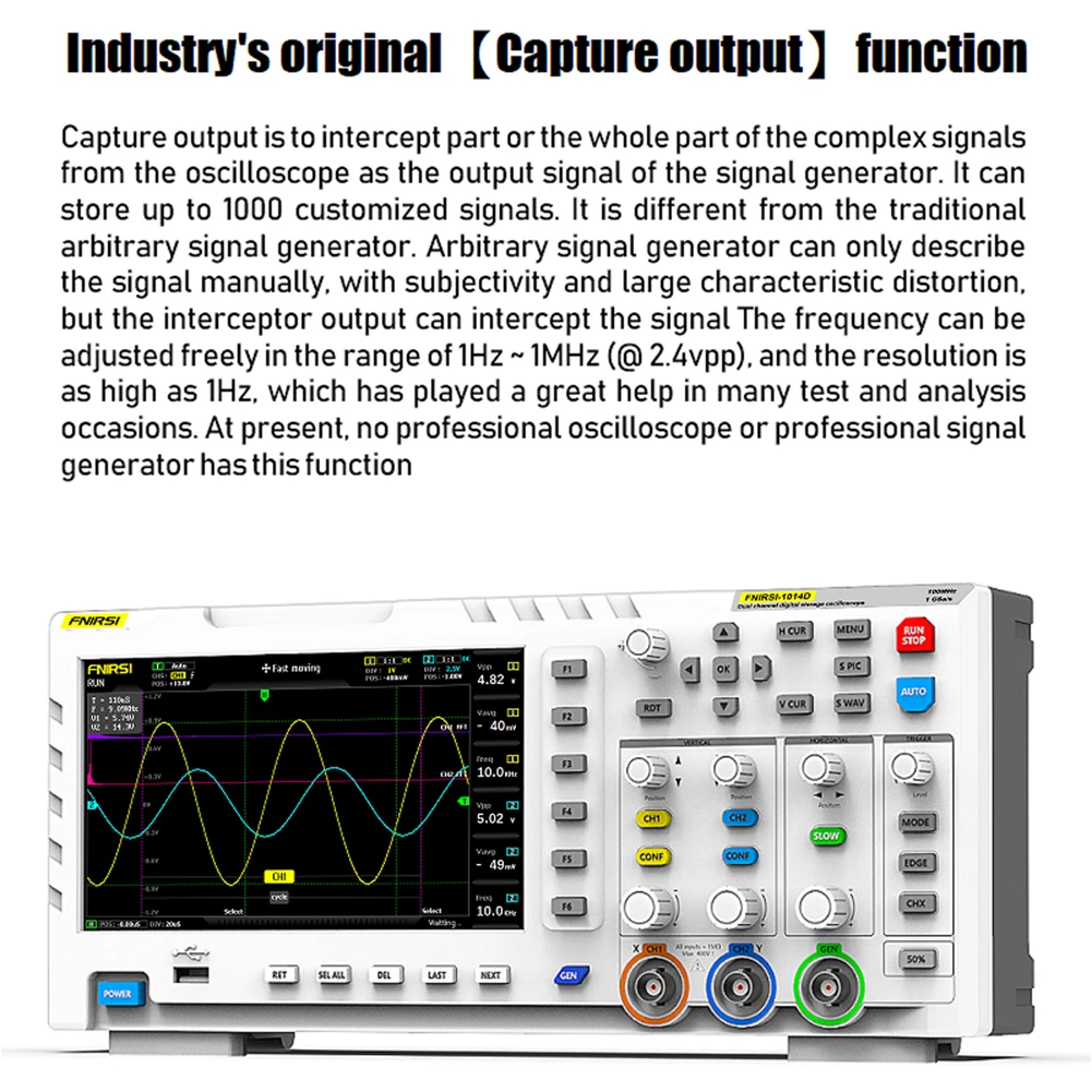 FNIRSI 1014D Digital Oscilloscope Two In One Dual Channel Input Signal