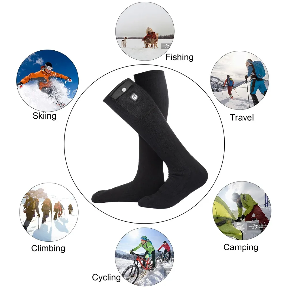 Спаситель черные теплые носки для спорта на открытом воздухе Теплый нагрев батареи для 3-6 часов, чтобы сохранить тепло