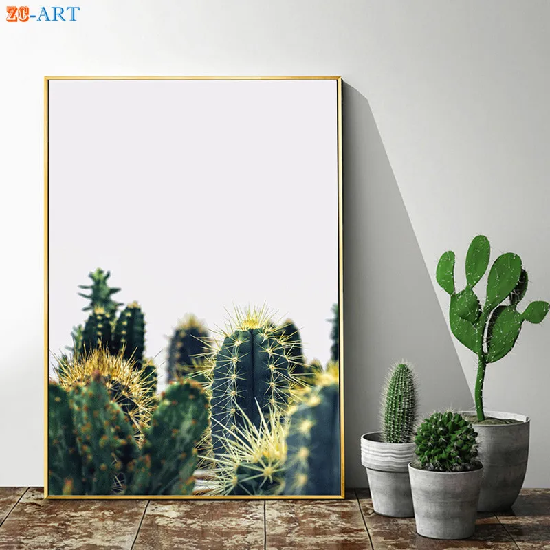 Растительным принтом кактус Wall Art Противоударная заданяя плакат минималистское