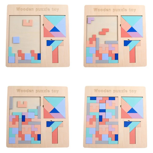 US $10.54 Kids Russian Construction Puzzles Tangram Jigsaw Board Wood Children Educational Wooden Toys