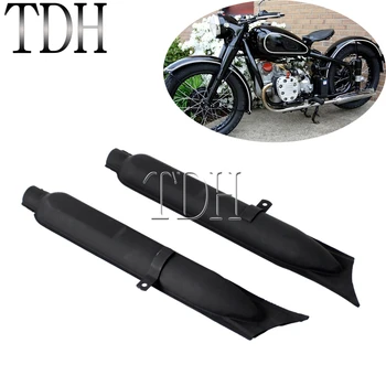 

For BMW K750 M1 M72 R71 R12 Dnepr MT12 Cafe Racer Motorcycle Black Retro Vintage Fishtail Exhaust Mufflers Pipes 1 Pair