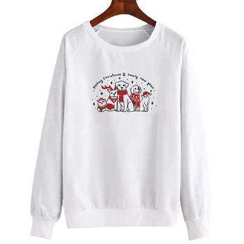 

Meowy Christmas Howly New Year Festival Sweatshirt Casual Kawaii Dogs Cats Lover Women Clothing Funny Stylish Jumpers Drop Ship