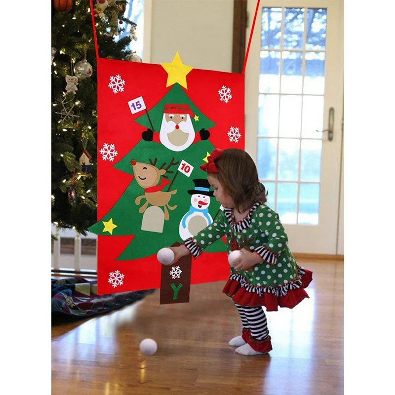 

Christmas Toss Games with 3Pcs Snowballs DIY Felt Christmas Tree New Year Gifts Kids Throw Toys Christmas Decoration for Home
