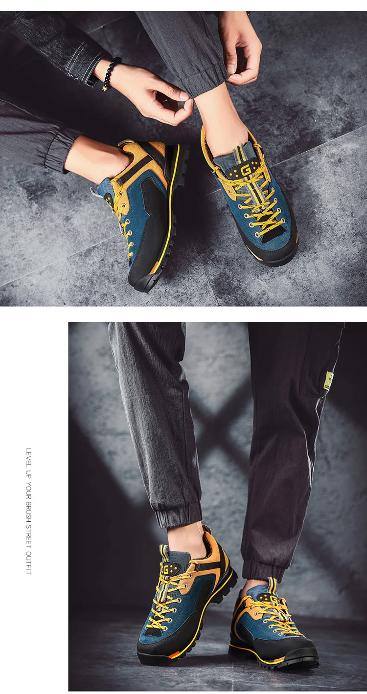 Men Leather Casual Shoes Outdoor Non-slip Waterproof Leather Sneakers Hight Quality Male Hiking Sport Shoes Men Running Shoes 47