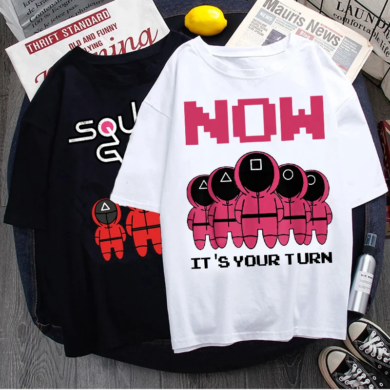 Korean TV Squid Game T Shirt Men Kawaii Cartoon Summer Tops 456 Graphic Tees Unisex Harajuku Fashion Korean Style T-shirt Male