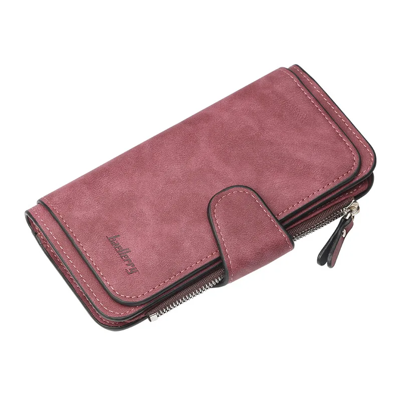Wallet Women Leather Luxury Card Holder Clutch Casual Women Wallets Zipper Pocket Hasp Ladies Wallet Female Purse - Цвет: dark red