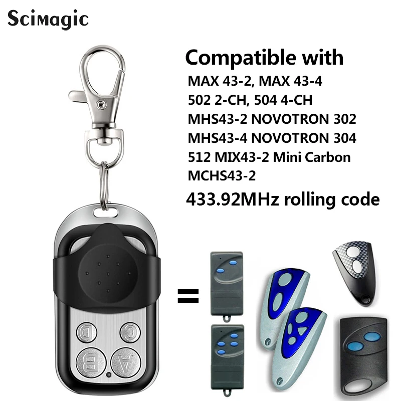 TORMATIC MAX 43-2,MAX 43-4, novoferm NOVO 502 2-CH,NOVO 504 4-CH Garage Door Remote Control 433.92mhz Rolling Code Transmitter chamberlain garage door opener remote