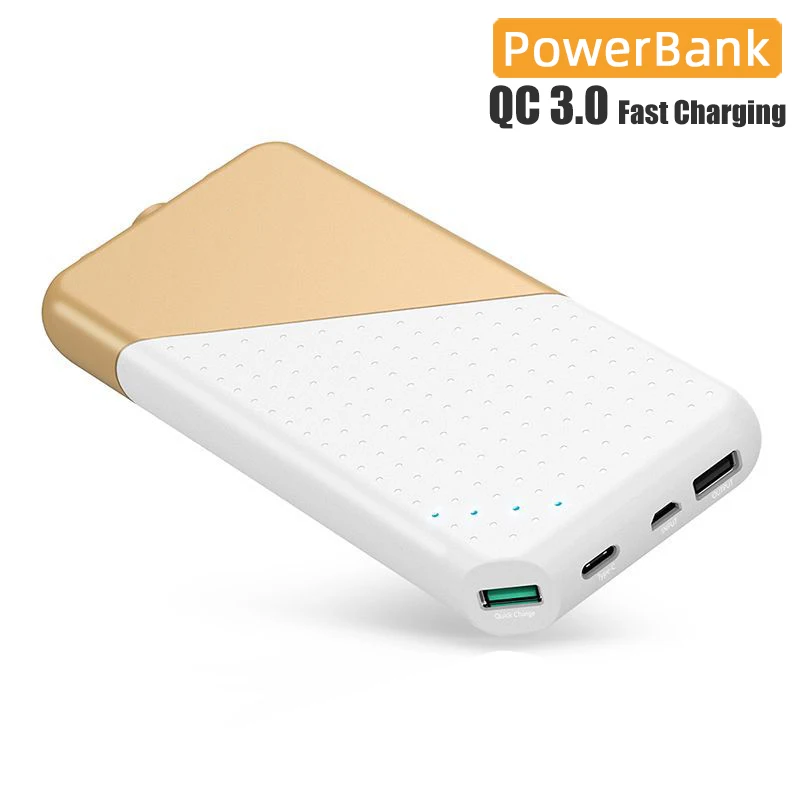 

Power Bank QC 3.0 Fast Charge Type-c USB 2 In 3 Out External Battery Powerbank for Xiaomi Iphone Huawei Charger PoverBank QI 3.0
