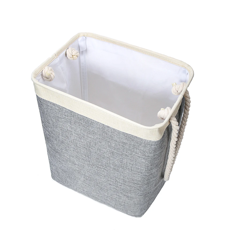 Laundry Basket Cotton Linen Hamper Square Laundry Basket Hamper Folding Fabric With Handle Dirty Clothes Storage Bucket Bathroom
