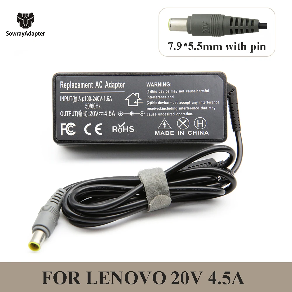 90W 20V 4.5A * 7,9*5,5mm AC adaptador cargador portátil para Lenovo Thinkpad T400 T410 T410i T400s T420 T420s T500 T510 borde 11 13 14 15