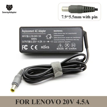 

90W 20V 4.5A 7.9*5.5mm Laptop AC Adapter Charger for Lenovo Thinkpad T400 T410 T410i T400s T420 T420s T500 T510 Edge 11 13 14 15