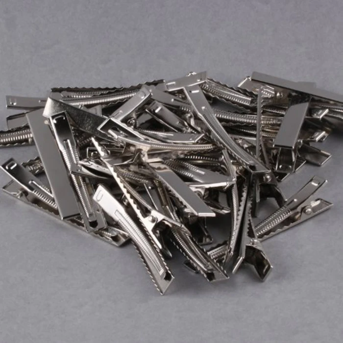 New 50PCS New Silver Flat Metal Single Prong Alligator Hair Clips Crocodile Barrette For Bows DIY Hairpins 7Size Gifts Craft JS8