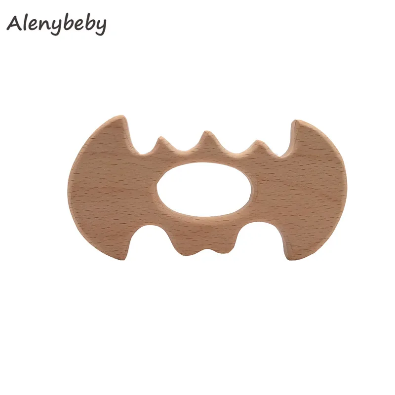 Bat 10pcs 10 шт., натуральный органический бук, деревянный Прорезыватель для зубов, в форме животных, слон, игрушки для кормления ребенка, товары для прорезывания зубов, аксессуары и подарки - Цвет: Bat 10pcs