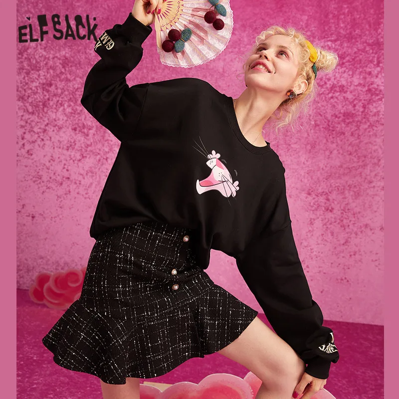 ELFSACK, разноцветная, в клетку, с одной пуговицей, с жемчугом, нестандартная юбка для женщин, зима, новинка, с оборками, на каждый день, для офиса, для девушек, юбки на каждый день