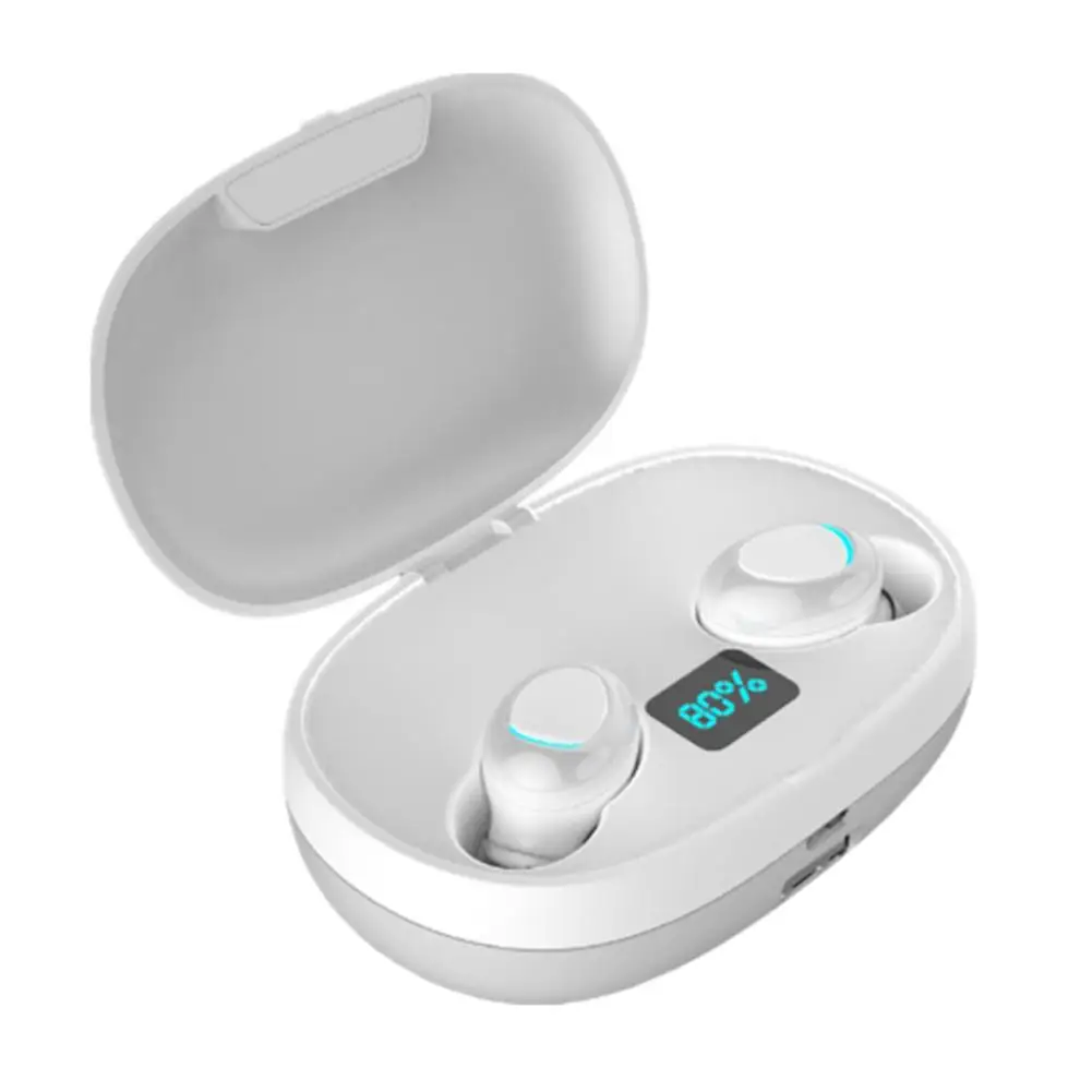 White T3S TWS сенсорный Bluetooth наушники светодиодный дисплей 9D стерео беспроводные наушники с шумоподавлением наушники с 2200 мАч - Цвет: White
