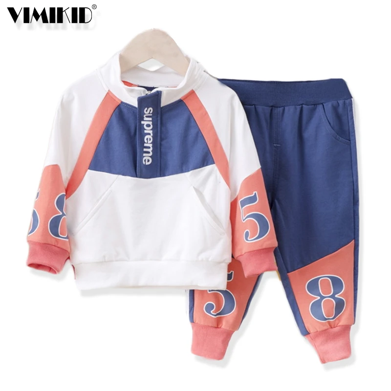 

Peak 2019 Autumn Children's Garment Spelling Colour-purity Cotton Children Suit Catamite Autumn Clothing Suit Girl Suit Autumn