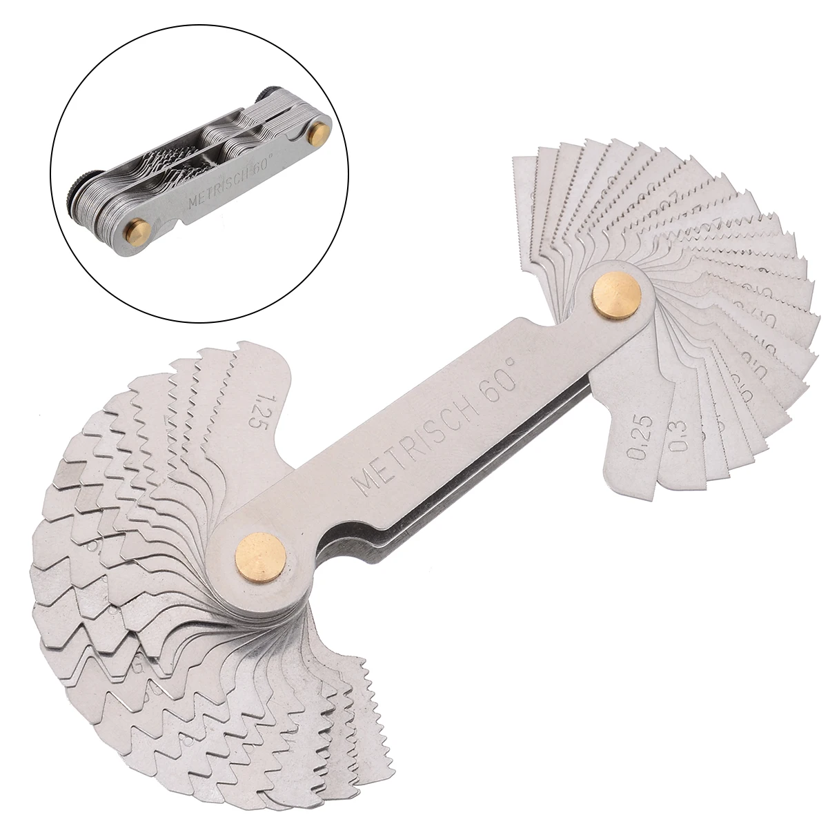 52Pcs Blade 55 and 60 Degree Thread Measuring Gauge Stainless Steel