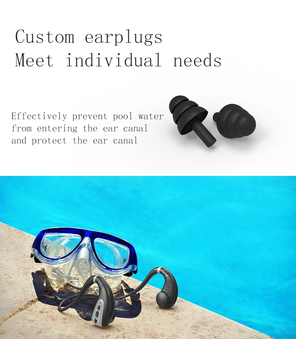 ddj Q1 Bone Conduction Headphone Built-in Memory 8G IPX8 Waterproof MP3 Music Player Swimming Diving Earphone 15 Days Standby