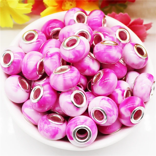 10Pcs Lot New Color Big Hole Round Loose Fimo Clay Beads for