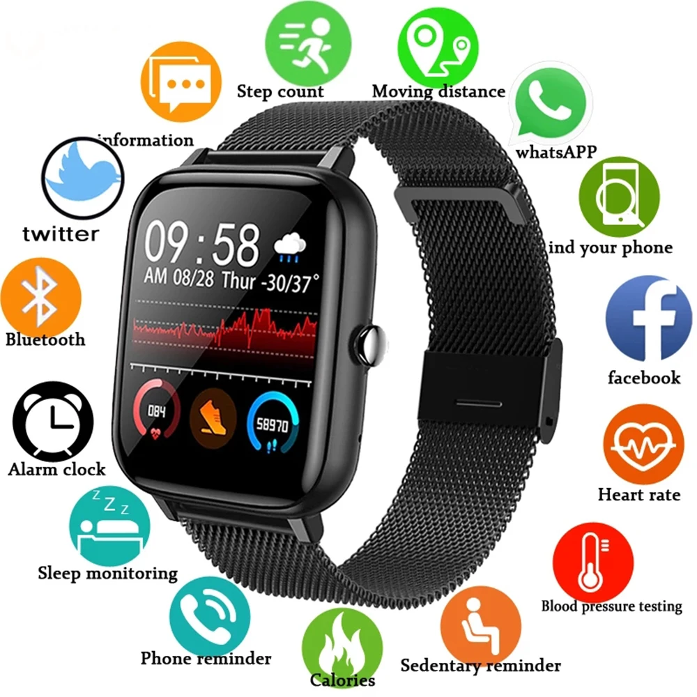 2021 Smart Watch Men Women Blood Pressure Heart Rate Fitness Tracker Bracelet Sport Smartwatch Watch Smart Clock For Android IOS