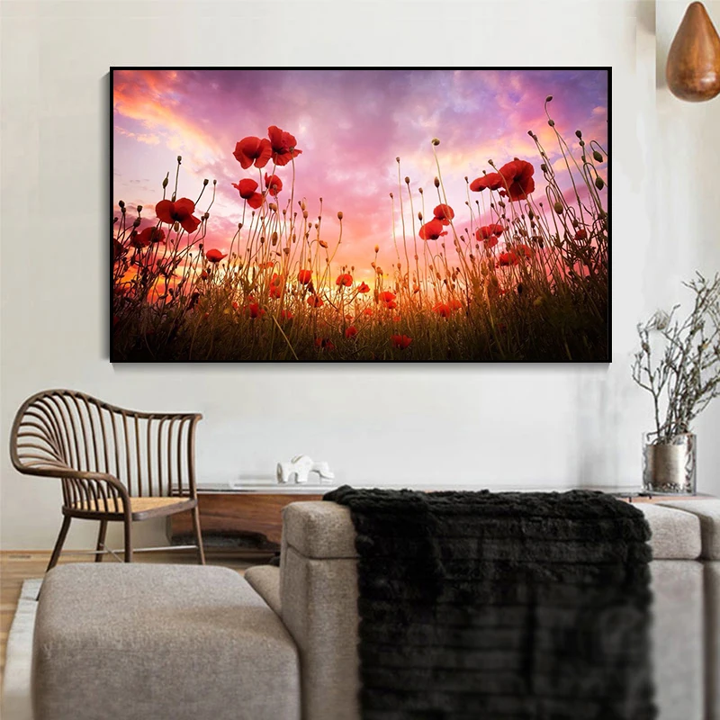 Red Poppies Fiori Pittura Su Tela Poster E Stampe Cuadros Immagini Di Arte Della Parete In Stile Nordico Per La Decorazione Del Soggiorno