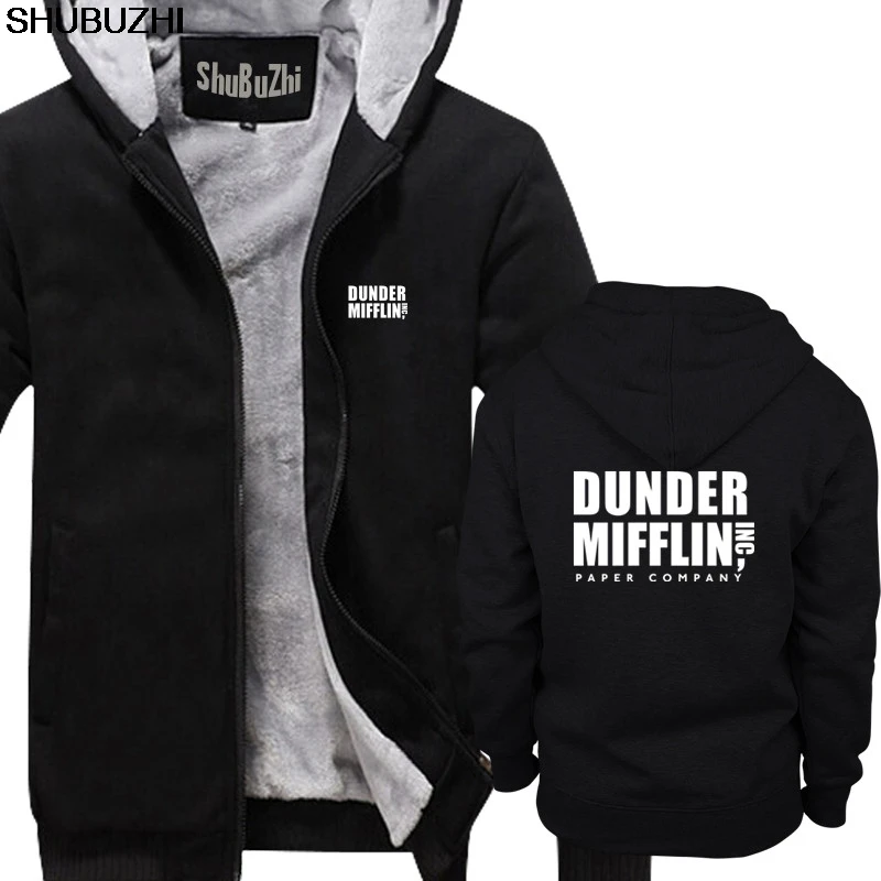 Офисная Толстовка dander Mifflin, Толстая куртка, мужские плотные толстовки с рисунком, Мужская Брендовая верхняя куртка, мужское теплое пальто sbz218 - Цвет: thick black