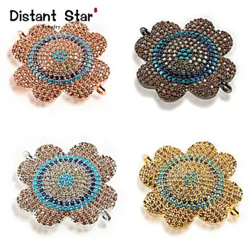 

23*27mm Best Quality Flower Copper Zirconia Diy Jewelry Bracelet Necklace Accessories Jewelry Making Bracelet Connector Round
