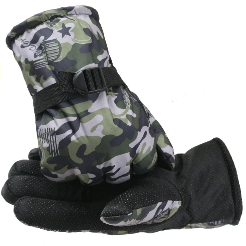 Army Green Мужские зимние Нескользящие эластичные теплые мягкие перчатки с манжетами, мужские водонепроницаемые спортивные перчатки для езды на велосипеде, теплые перчатки - Цвет: Army Green