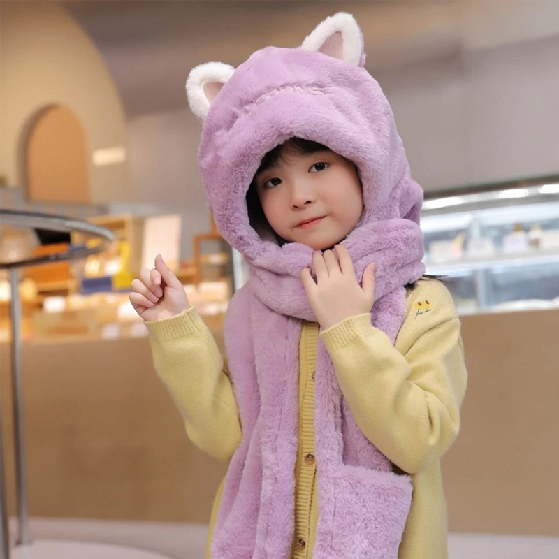 

Winter Warm Baby Kids Hat Gloves Scarf Combo Cute Cartoon Imitation Cashmere