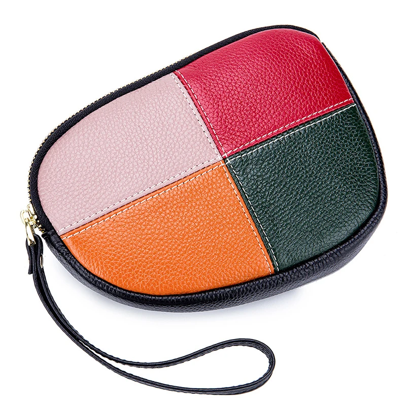 

New Contrast Clutch Handbag Soft Leather Personality Small Bag Handbag Multifunction Phone Coin Card Purse Brief Women Tote Bag