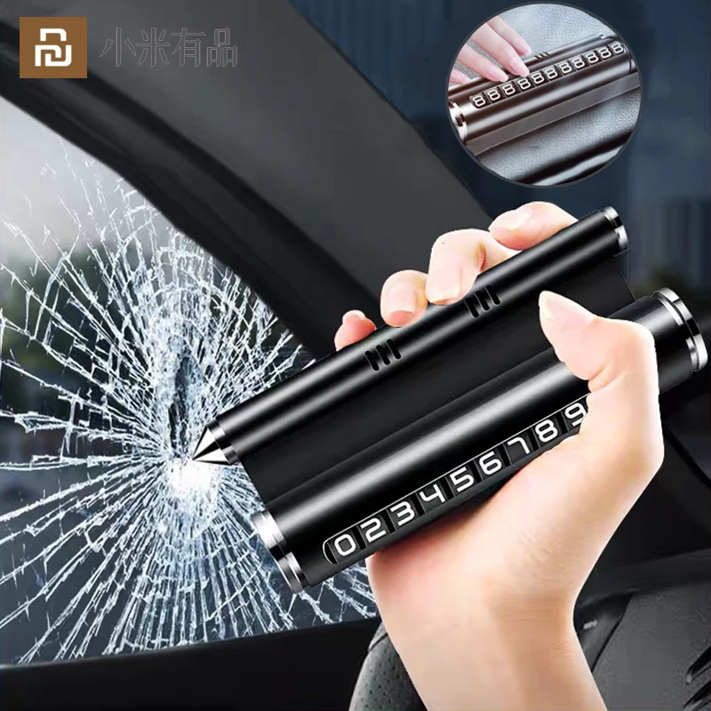 

YouPin Multifunctional Aromatherapy Temporary Parking Number Plate Moving Car Creative Four In One Phone Holder Safety Hammer