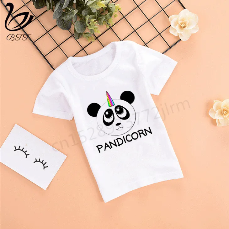 Футболка для маленьких девочек с надписью «I Am A Pandicorn» Летние повседневные футболки с короткими рукавами для мальчиков детские модные топы, летняя футболка для девочек - Цвет: C
